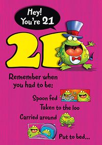 Tap to view 21st Birthday Card - Padded Cell Frog