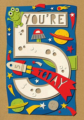 5th Birthday Card - Paper Play