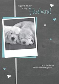Labrador Puppies Husband Birthday Card
