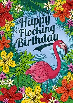 Happy Flocking Birthday Card