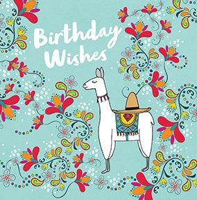 Birthday Wishes Llama Card