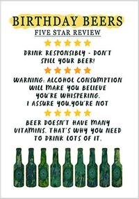 5 Star Birthday Beer Card