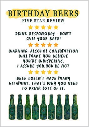 5 Star Birthday Beers Card