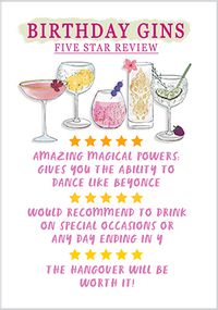 5 Star Birthday Gins Card