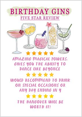 5 Star Birthday Gins Card