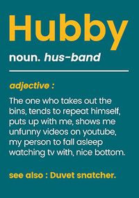 Hubby Definition Funny Birthday Card