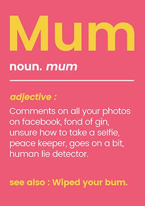 Mum Funny Definition Birthday Card
