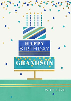 Happy Birthday Grandson Cake Card