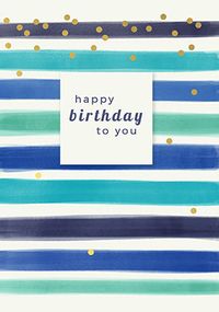 Blue Striped Birthday Card