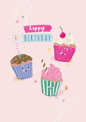 Happy Cupcakes Birthday Card