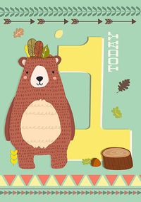 1 Today Bear Birthday Card