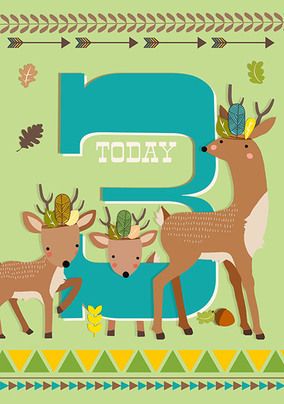 3 Today Deer Birthday Card