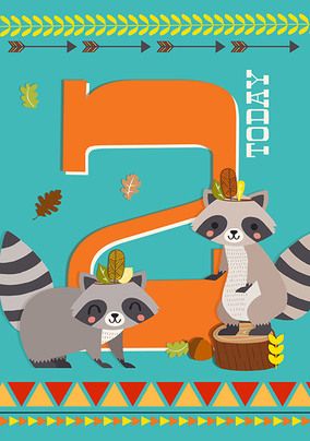 2 Today Raccoon Birthday Card