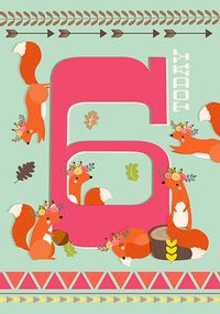 Squirrel 6 Today Birthday Card