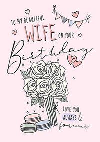 Tap to view Beautiful Wife Macaron Birthday Card