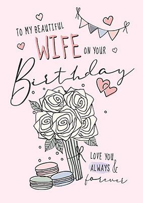 Beautiful Wife Macaron Birthday Card