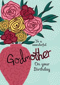 Wonderful Godmother Floral Birthday Card