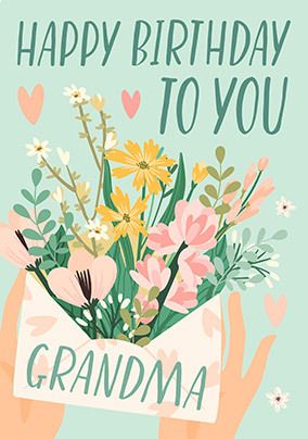 Happy Birthday Grandma Floral Envelope Card