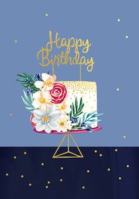 Happy Birthday Floral Birthday Cake Card