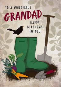 Wonderful Grandad Wellies Birthday Card