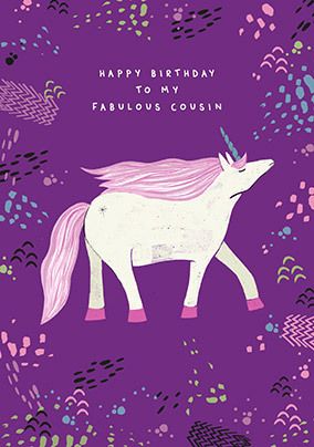 Fabulous Cousin Unicorn Birthday Card