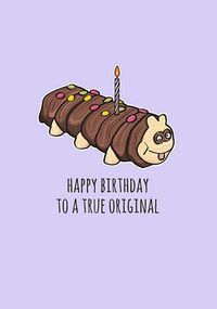 Happy Birthday Funny Caterpillar Cake Card