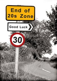 Road Sign 30th Birthday Card