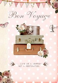 Vintage Suitcases Bon Voyage Card