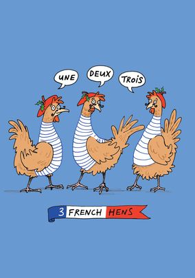 3 French Hens Christmas Card