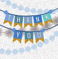 Blue Bunting Thank You Card