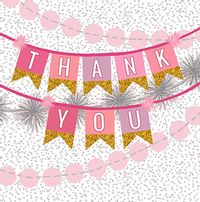 Pink Bunting Thank You Card