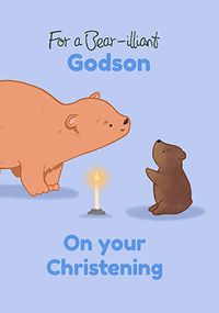 Bear-illiant Godson Christening Card