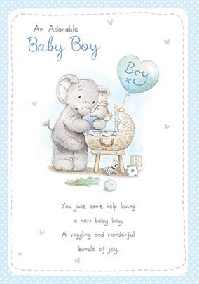 Elliot & Buttons New Baby Boy Congratulations Card