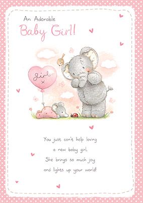 Elliot & Buttons Congratulations Card - New Baby Girl