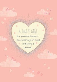 New Baby Girl Congratulations Card - A Precious Treasure
