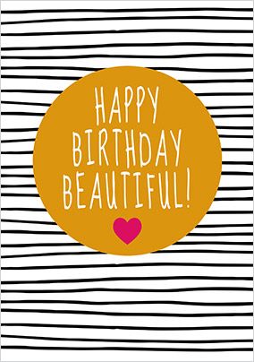 Happy Birthday Beautiful striped Card