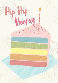 Tap to view Cancer Research Rainbow Cake Happy Birthday Card