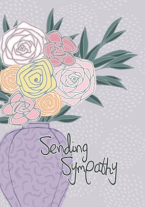 With Sympathy Flowers in a Vase Card