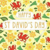 Daffodil's & Dragon's St David's Day Card