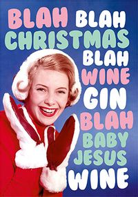 Blah Blah Christmas Blah Blah Gin Funny Card