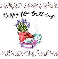 Potted Lavender 70th Birthday Card
