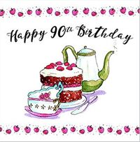 Tap to view Tea & Cake 90th Birthday Card