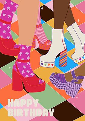 Disco Boots Birthday Card
