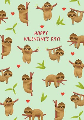 Valentine's Day Sloths Card