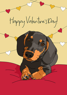 Sausage Dog Valentine's Day Card For Wife 