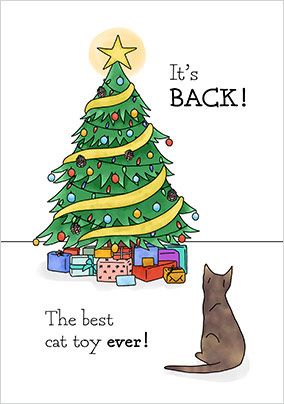 Cat Christmas Tree Card