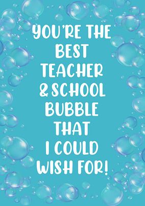 Best Teacher and School Bubble Card