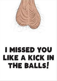 Missed You Like a Kick in the Balls Welcome Back Card