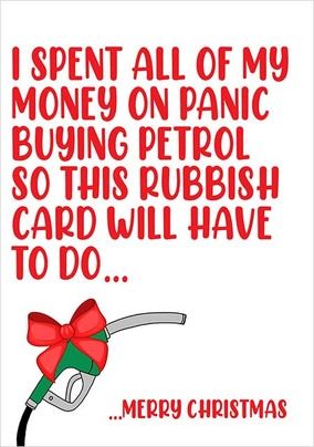 Funny Panic Buying Petrol Christmas Card