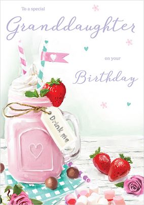 Granddaughter Milkshake Birthday Card